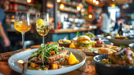 Savor the flavors of a cafe and bistro, where gourmet coffee and delectable dishes take center stage. © Santy Hong