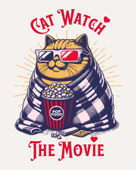 Cat Watch Movie Vector Art, Illustration and Graphic
