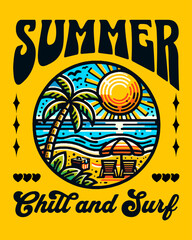 Summer Beach Vector Art, Illustration and Graphic