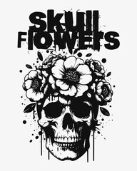 Skull Flowers Vector Art, Illustration and Graphic