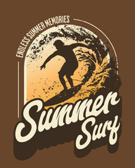 Summmer Surfing Vector Art, Illustration and Graphic