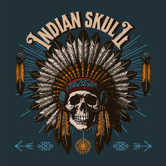 Indian Skull Vector Art, Illustration and Graphic