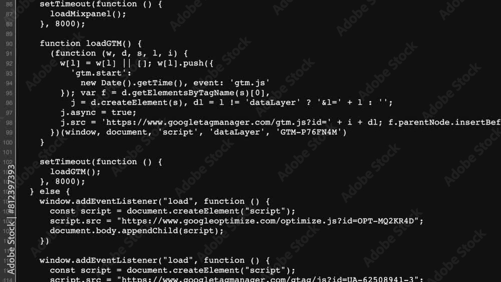 Wall mural website html code with colourful tags in browser.