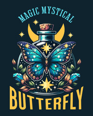 Magic Mystical Butterfly And Elixir Vector Art, Illustration and Graphic