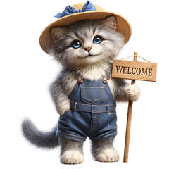 Welcome Farmer cat Animal Clipart png