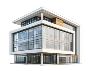 Modern office building or model of building on transparent background
