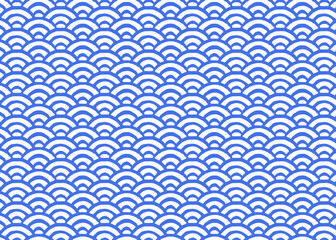 手書きの日本の伝統文様、青海波のパターン、和柄