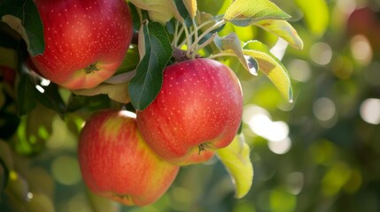 Bountiful Harvest: Vibrant Apples on Tree in the Enchanting Garden 