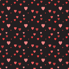 pink heart pattern on a black background. Seamless abstract background. Vector illustration