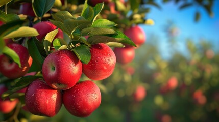 Bountiful Harvest: Vibrant Apples on Tree in the Enchanting Garden 