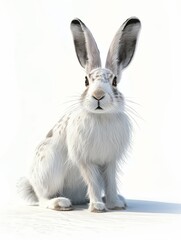 Fototapeta premium white rabbit on white background
