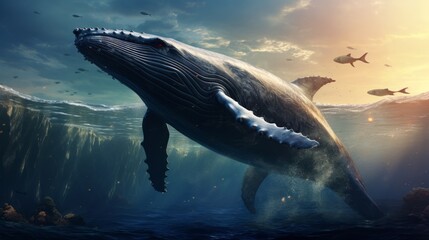 a whale swimming in the ocean