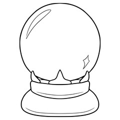 crystal magic ball illustration hand drawn outline vector	