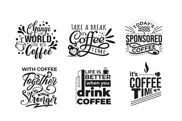 Fototapeta premium coffee quotes motivation collection for poster and tshirt cafe shop design