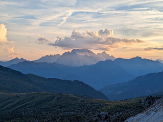 Fototapeta premium sunset in the mountains