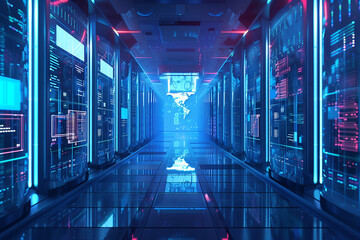 Fototapeta premium blue tunnel in the night