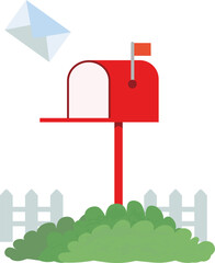 庭にある赤いメールボックスのベクターイラスト