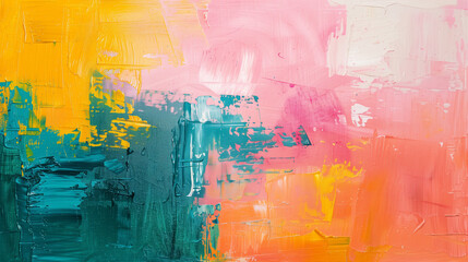 Obraz premium olorful sunny wave abstract painting, tropical art texture background. Impressionist pastel blue, red, yellow, purple bold brushstrokes