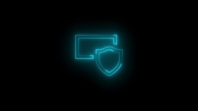 Neon glowing cyan color admin icon on black background animation