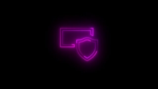 Neon glowing pink color admin icon on black background animation
