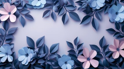paper-cut-style background Abstract floral pattern , texture and shadow, fashion photography, space for text