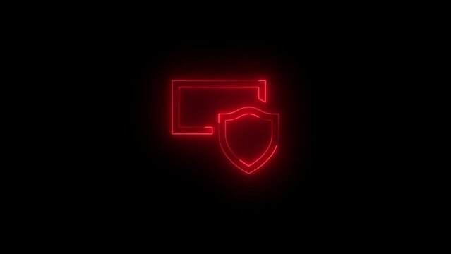 Neon glowing red color admin icon on black background animation