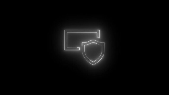 Neon glowing white color admin icon on black background animation