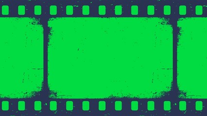 Green screen loop footage of old negative film strip frame. Slow animated from left to right horizontally. Good to use in your videos and projects. Chroma key background.