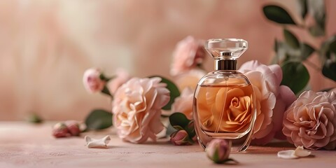 Elegant Perfume Bottle and Floral Arrangement Inspired by Historical Figures and Fashion Themes