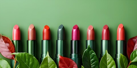 Vibrant Vegan Lipstick Palette with a Diverse Range of Natural Eco Friendly Color Finishes for a Stylish and Sophisticated Beauty Look