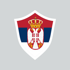 Serbia Flag in Shield Shape Frame