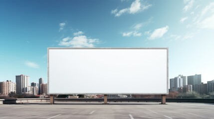 A large white billboard sits on a parking lot