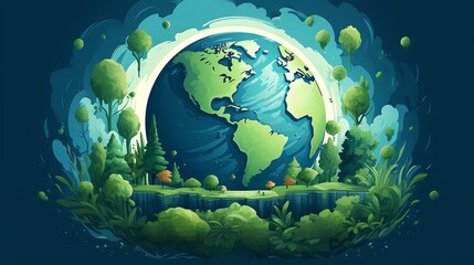 An illustration of Earth with a message encouraging sustainable farming practices for Earth Day.