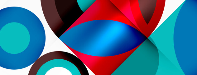 A closeup of a vibrant and symmetrical geometric pattern with shades of azure, red, electric blue, and magenta on a white background, showcasing the beauty of colorfulness and artistic design