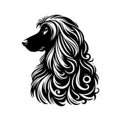Black Afghan Hound Vector Silhouette - Graceful, Elegant, and Captivating Profile Design- Afghan Hound Illustration- Afghan Hound vector.