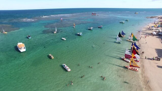 Aerial view of reefs on Porto de Galinhas - Ipojuca, Pernambuco, Brazil