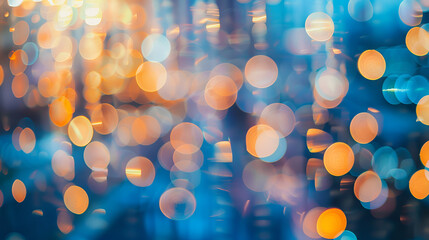 abstract circular bokeh with fading city lights on blue