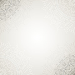 Graceful Floral Sacred Geometric Mandala Texture Decoration On Luxurious Grey Square Background
