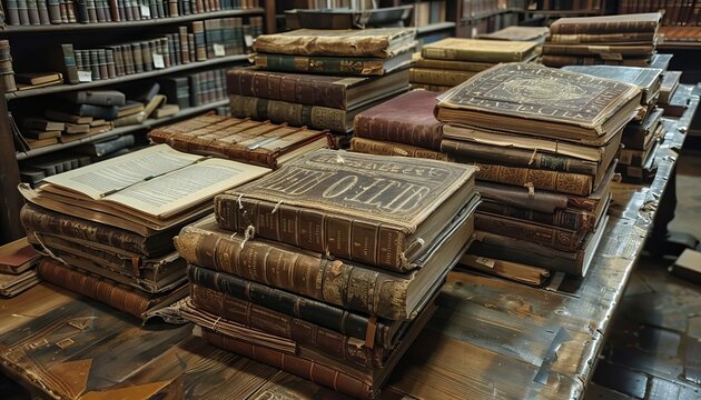 Represent a library archive containing a vast collection of vintage books and manuscripts, each one a treasure trove of historical knowledge