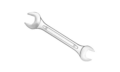 chrome plated steel double open end spanner isolated