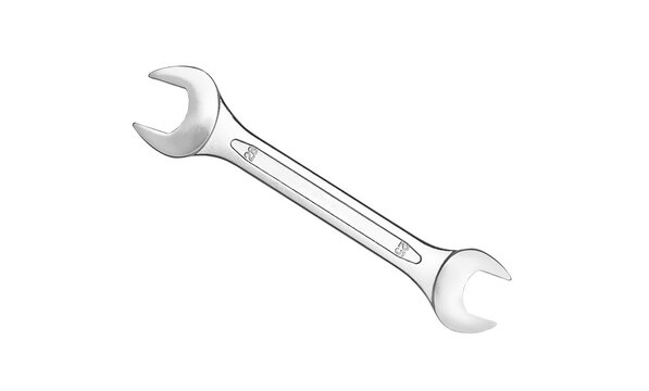 chrome plated steel double open end spanner isolated