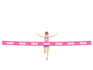 女性ランナー 正面 ゴールの瞬間