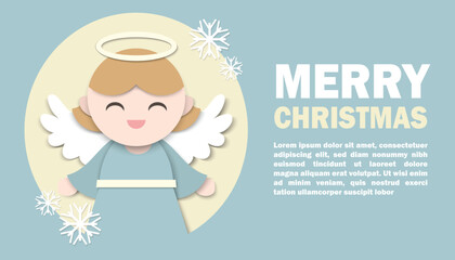 Merry Christmas angel paper texture banner
