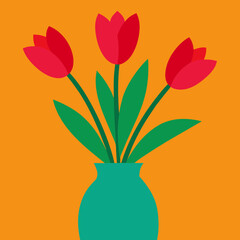 tulips in vase vector art silhouette