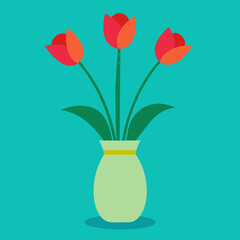 tulips in vase vector art