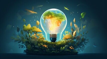 An illustration of Earth with a lightbulb symbolizing ideas for sustainable living for Earth Day.