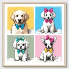 A picture of dogs wearing bows image harmony lively has illustrative meaning used for printing illustrator