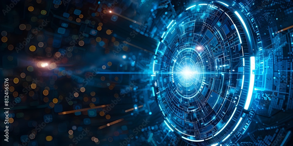 Poster futuristic digital interface of an advanced intergalactic communication and data transfer system