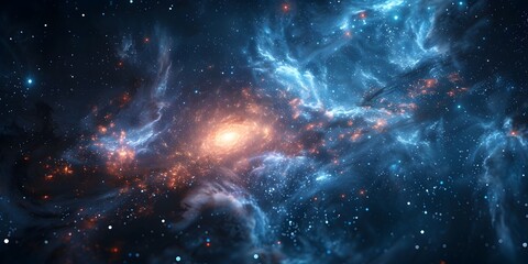 Obraz premium Expansive Cosmic Nebula A Mesmerizing Interstellar Landscape of Swirling Stardust and Vibrant Celestial Formations