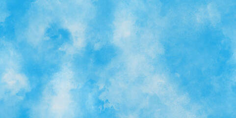 Abstract hand paint random staind blue sky, The summer is colorful clearing day Good weather with natural clouds, cloudy and stained Sky blue shades watercolor background.